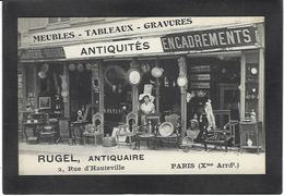 CPA Paris 75 Devanture Commerce Shop Front Rue D'Hauteville Antiquaire 10 Eme Arrondissement Non Circulé - Distretto: 10