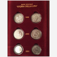 ITALIA REPUBBLICA 1999/2000/2001 - 1 Lira Storia Della Lira FIOR DI CONIO - INCLUSO COFANETTO ROSSO FLOCCATO - Gedenkmünzen
