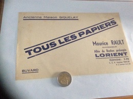 Buvard « TOUS LES PAPIERS - Maurice RAULT - Ancienne Maison GIQUELAY - LORIENT (56) » - Papeterie