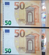 PAAR Correlativ EURO SPAIN 50 EUROS V00, DRAGHI, UNCIRCULATED - 50 Euro