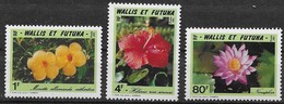 1991 Wallis Et Futuna N° 420 421 422 Nf** MNH . Flore . Monette, Hibiscus, Nénuphar . - Neufs