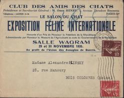 Enveloppe Illustrée Club Amis Des Chats Paris Salon Du Chat Exposition Féline Internationale Profit Aveugles Guerre 1935 - 1921-1960: Modern Tijdperk