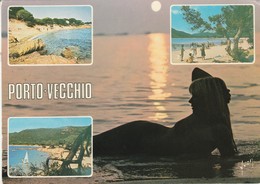 Delcampe - Corse Du Sud 2A : PORTO-VECCHIO : Multivues - Avec Une Pin-up Au Couché De Soleil ( C.p.s.m. - M. - Grand Format ) - Andere & Zonder Classificatie