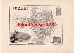 30 GARD - Carte Authentique Tourfaut 1865 Planche 17x24 Cm - - Mapas Geográficas