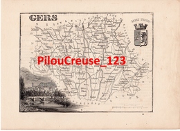 32 GERS - Carte Authentique Tourfaut 1865 Planche 17x24 Cm - - Mapas Geográficas
