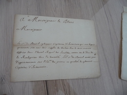 Pièce Signée Sur Papier Demande De Breuil à Monseigneu Le Blanc Pour Admission Hôtel Des Invalides Officier D'Infanterie - Documents