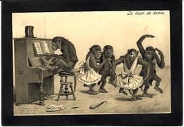 CPA Singe Monkey Position Humaine Humanisé Circulé Gaufré Embossed - Monkeys
