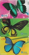 China - China Telecom - Complete Set Of 3 Butterfly Cards (Read Descr.) - China