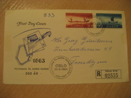 OSLO 1963 To Trondhjem FDC Cancel Registered Frontal Front Cover NORWAY - Covers & Documents