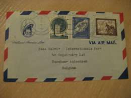 NEW YORK Holland America Line 1957 To Berchem Antwerpen Belgium 3 Stamp On Cancel Air Mail Cover United Nations UN - Lettres & Documents