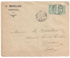 ARMENTIERES Nord Lettre Entête G BOUILLIEZ 15c Semeuse Lignée Yv 130 Ob 1905 Lettre 2° échelon - Briefe U. Dokumente