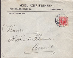 Denmark AXEL CHRISTENSEN Forchhammersvej 16, KJØBENHAVN V. 1907? Cover Brief ASSENS (Arr.) Fr. VIII. Stamp - Covers & Documents
