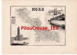 59  NORD - Carte Authentique Tourfaut 1865 Planche 17x24 Cm - - Mapas Geográficas