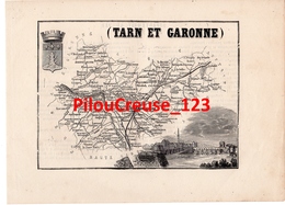 82 TARN ET GARONNE- Carte Authentique Tourfaut 1865 Planche 17x24 Cm - - Mapas Geográficas