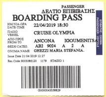 Cruise Olympia - Ancona-Igoumenitsa - Biglietto Di Imbarco - Boarding Pass - Europe