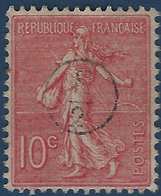 France Semeuse N°129 10c Rose Oblitéré Du Cachet à Main De Facteur E/2 Rond RR - 1903-60 Semeuse A Righe