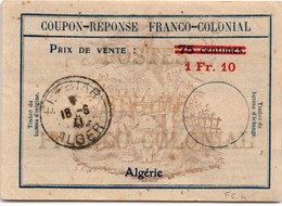 Coupon-réponse Franco-colonial Algérie - 75 Centimes Surchargé 1 Fr.10 (point Carré) - El-Biar 1941 - IRC IAS - Type Fc4 - Antwoordbons