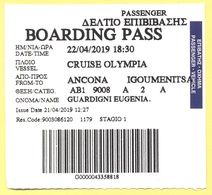 Cruise Olympia - Ancona-Igoumenitsa - Biglietto Di Imbarco - Boarding Pass - Europe