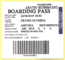 Cruise Olympia - Ancona-Igoumenitsa - Biglietto Di Imbarco - Boarding Pass - Europe