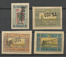 TRANSKAUKASIEN Kaukasus 1923 Michel 10 - 13 II (*) INVERTED Handstempelaufdruck Hand Cancel OPT - Caucase