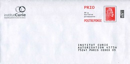 POSTREPONSE LETTRE PRIO "Institut CURIE" Avec Timbre "Marianne L'Engagée" - Prêts-à-poster:reply