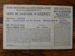 (80) Somme - MOISLAINS - Lot Cartes Sociétaire - Jardins Ouvriers De France - Moislains