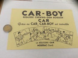 Buvard «CAR-BOY RÉGLISSE CHEWING-GUM BOISSON - MOUSSAC (31)» (Cheval) - Cake & Candy