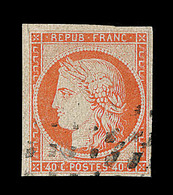 O EMISSION CERES 1849 - O - N°5a - 40c - Orange Vif - Petite Fente Ne Touchant Pas Le Filet - Sinon TB - Obl. Gros Point - 1849-1850 Cérès