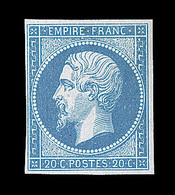 * NAPOLEON NON DENTELE - * - N°14A - 20c Bleu - TB - 1853-1860 Napoléon III