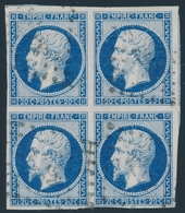 O NAPOLEON NON DENTELE - O - N°14A - Bloc De 4 - TB - 1853-1860 Napoléon III