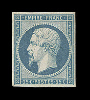 * NAPOLEON NON DENTELE - * - N°15 - 25c Bleu Laiteux - Signé Roumet - TB/SUP - 1853-1860 Napoléon III