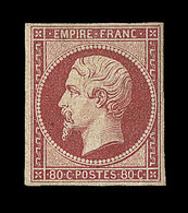 * NAPOLEON NON DENTELE - * - N°17A - 80c Carmin - Signé A. Brun - TB - 1853-1860 Napoléon III