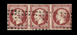 O NAPOLEON NON DENTELE - O - N°17A - Bde De 3 - Obl. Gros Points Carrés - TB/SUP - 1853-1860 Napoléon III