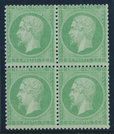 * NAPOLEON DENTELE - * - N°20 - 5c Vert - Bloc De 4 - Signé Brun - Dt 2** - 1862 Napoléon III