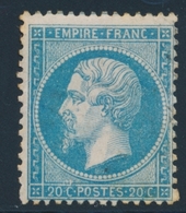 * NAPOLEON DENTELE - * - N°22 - 20c Bleu - Rousseurs - 1862 Napoléon III