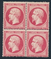 **/* NAPOLEON DENTELE - **/* - N°24 - 80c Rose - Bloc De 4 - 2 Ex *, Frais - TB - 1862 Napoléon III