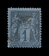 O TYPE SAGE - O - N°84 - 1c Noir S/Bleu De Prusse - Signé Calves - TB - 1876-1878 Sage (Type I)