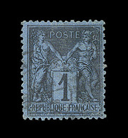 O TYPE SAGE - O - N°84 - 1c Bleu De Prusse - Obl. Typo - Qques Dts Courtes - Signé Calves - 1876-1878 Sage (Type I)