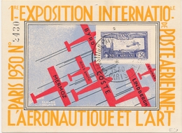 CP POSTE AERIENNE - CP - N°6c - Obl. Grd Cachet Expo PARIS 19/11/1930 - S/carte Aéropostale + T. Belge - Obl. Bruxelles  - 1927-1959 Neufs