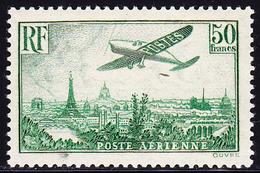 ** POSTE AERIENNE - ** - N°14 - 50F Vert Jaune - Signé JF Brun - TB - 1927-1959 Neufs