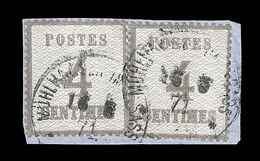 O/F TIMBRES D'ALSACE LORRAINE (1870-71) - O/F - N°5 - Paire - Obl. MASMUNSTER - 25/5/71 - TB - Autres & Non Classés