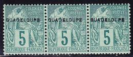 **/* GUADELOUPE - **/* - N°17A - 5c Vert - Bde De 3 - Petit Bdf - 1 Ex Déft Sinon TB - Autres & Non Classés