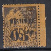 * MARTINIQUE - TIMBRES POSTE - * - N°13c - 05c S/35c Violet Noir S/jaune - "5" Penché - Petit BDF - Signé Roumet - TB - Autres & Non Classés