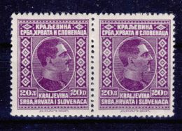 Yugoslavia Kingdom 1926 Mi#198 Mint Hinged Pair - Unused Stamps