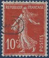 France Semeuse N°138 10c Rouge Oblitéré Du Cachet à Main De Facteur 9/22 Ovale RR - 1906-38 Semeuse Camée