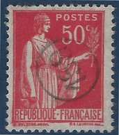 France Paix N°283 50c Rouge Oblitéré Du Cachet à Main De Facteur 159 Rond RR - 1932-39 Paix