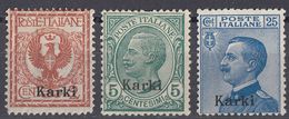 ITALIA - KARKI - 1912 - Lotto Di 3 Valori Nuovi MH: Unificato 1, 2 E 5. - Egeo (Carchi)