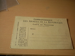 Correspondace Des Armes De La Republique Carte En Franchise - Guerre (timbres De)