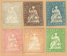 * SERIE RARE. TIMBRES NEUFS 1857/1862. 6xATTESTATIONS C/.S.B.K. Nr:21G/26G. Y&TELLIER Nr:25/30. MICHEL Nr:19/17IIBym.* - Nuevos