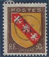 France N°757 50c Blason Lorraine Oblitéré Du Cachet De Facteur X/16 RRR Sur Moderne !! - 1941-66 Stemmi E Stendardi